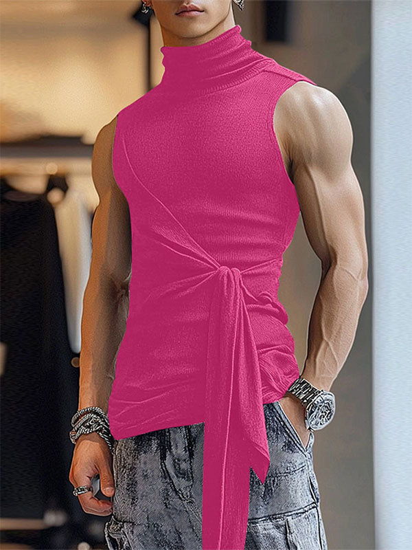 Mens Knit Twist Design Turtleneck Tank SKUK85402