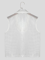 Mens Solid Mesh See Through Cowl Neck Vest SKUK55075