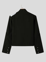 Mens Solid Color Stand Collar Long-Sleeve Blazer SKUK90744