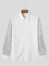 Mens Sequined Sleeve Patchwork See Through Shirt SKUK45535