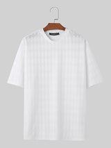 Mens Solid Texture Casual Short Sleeve T-Shirt SKUK51033