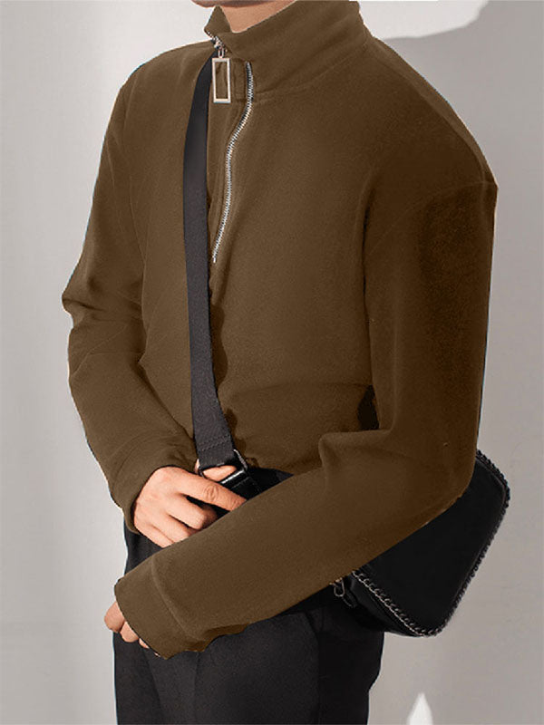 Mens Square Zipper Pull Long Sleeve Sweater SKUK81442