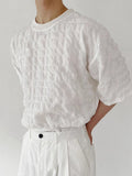 Mens Solid Textured Short Sleeve Casual T-Shirt SKUK62910