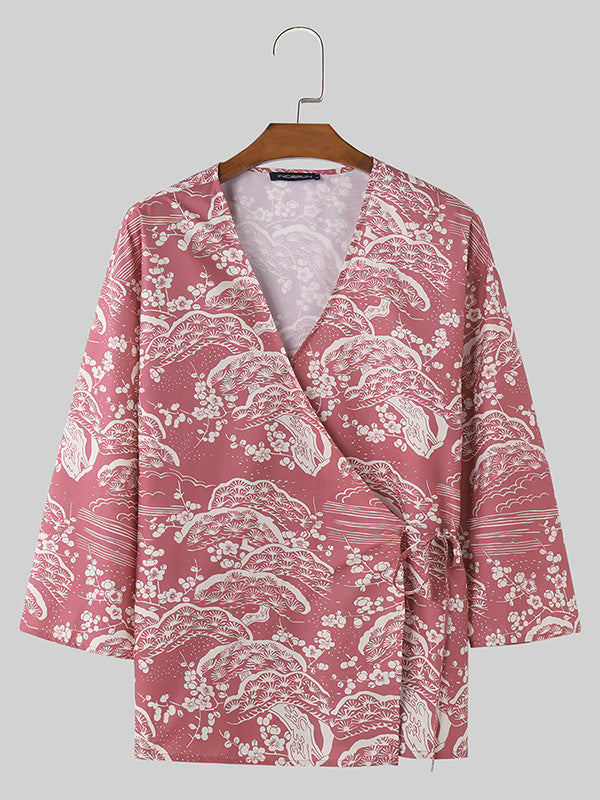 Mens Wave Pattern Tie Side Kimono SKUK51986