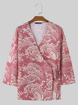 Mens Wave Pattern Tie Side Kimono SKUK51986