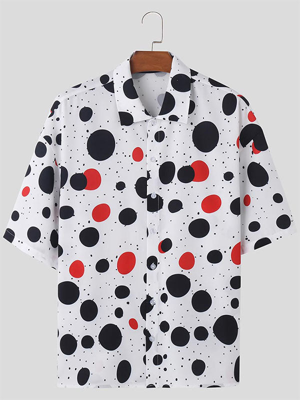 Mens Irregular Polka Dot Half-Sleeve Shirt SKUK74222