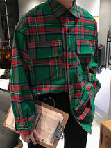 Mens Plaid Christmas Color Long-Sleeve Shirt SKUK90338