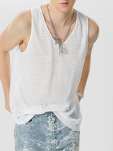 Mens Solid Textured See Through V-Neck Vest SKUK54141