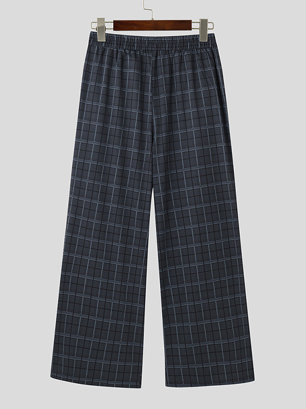 Mens Solid Color Casual Checkered Pant SKUK71459