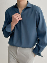 Men's Loose Solid Color Long-sleeved Shirts SKUI05257