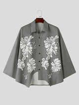 Mens Floral Print Bell Sleeve Shirt SKUK74943