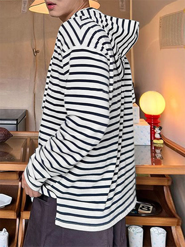 Mens Striped Long-Sleeve Hoodie SKUK89040