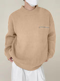 Mens Solid Zip Design Knit Pullover Sweater SKUK38337
