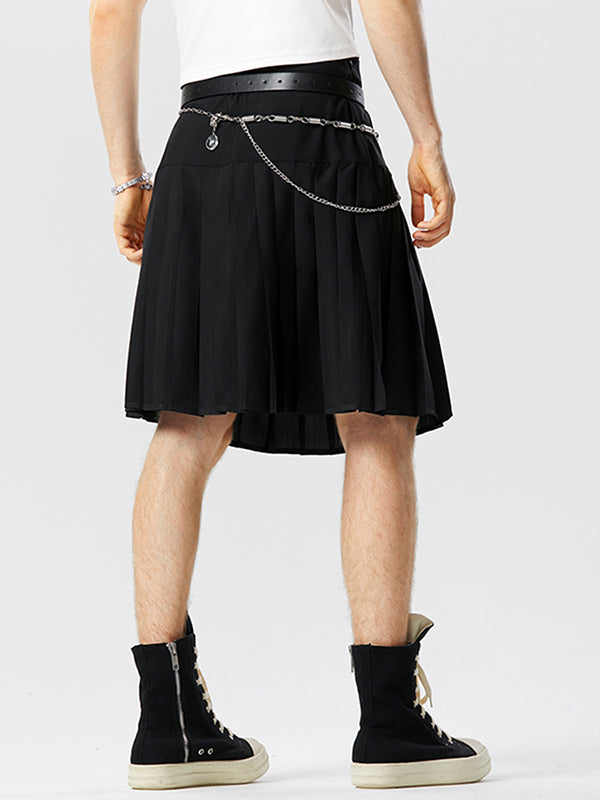 Mens Solid Pleated Zip Back Skirt SKUK15236