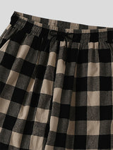 Mens Casual Plaid Loose Cotton Pant SKUK79223