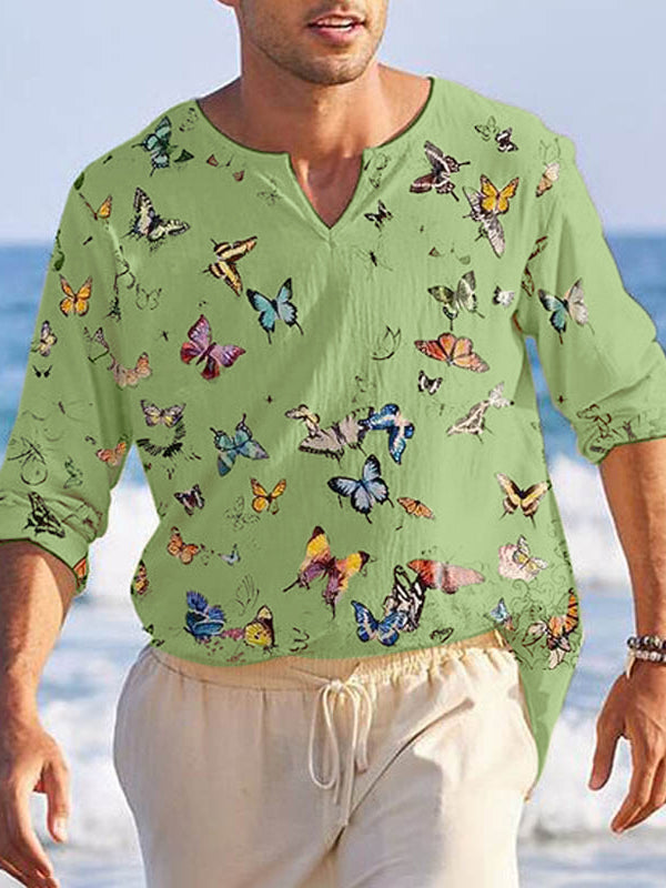 Mens Butterfly Print Long Sleeve T-Shirt SKUK68902