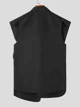 Mens Layered Design Button Up Sleeveless Shirt SKUK18248