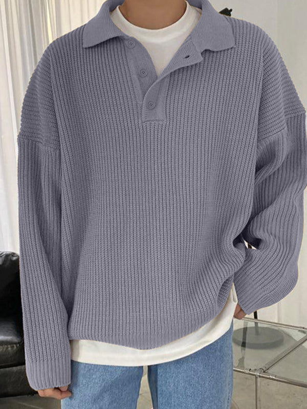 Mens Solid Knit Long Sleeve Golf Shirt SKUK33366