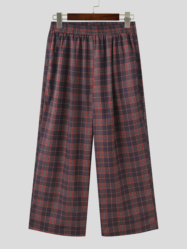 Mens Simple Solid Color Plaid Pant SKUK68201