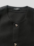Mens Texture Collarless Metal Button Casual Blazer SKUK38027