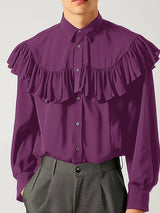 Mens Ruffle Detail Long Sleeve Shirt SKUK78589