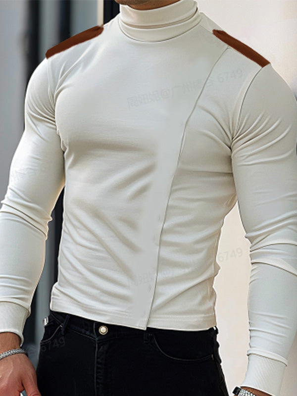 Mens Casual Solid Color Long Sleeve T-Shirt SKUK77346