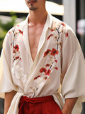 Mens Floral Print Open Front Casual Kimono SKUK56697