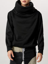 Mens Draped Collar Long-Sleeve Pullover Hoodie SKUK81534