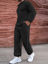 Mens Solid Fleece Casual Two Pieces Outfits SKUK40486