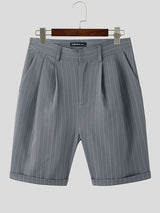 Mens Striped Mid Length Casual Straight Shorts SKUK11273