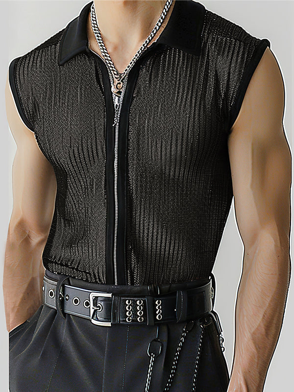 Mens Mesh See Through Zip Front Vest SKUK51167