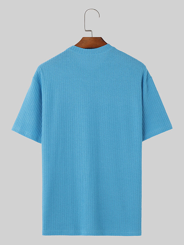 Mens Solid Knit Casual Short Sleeve T-Shirt SKUK52245