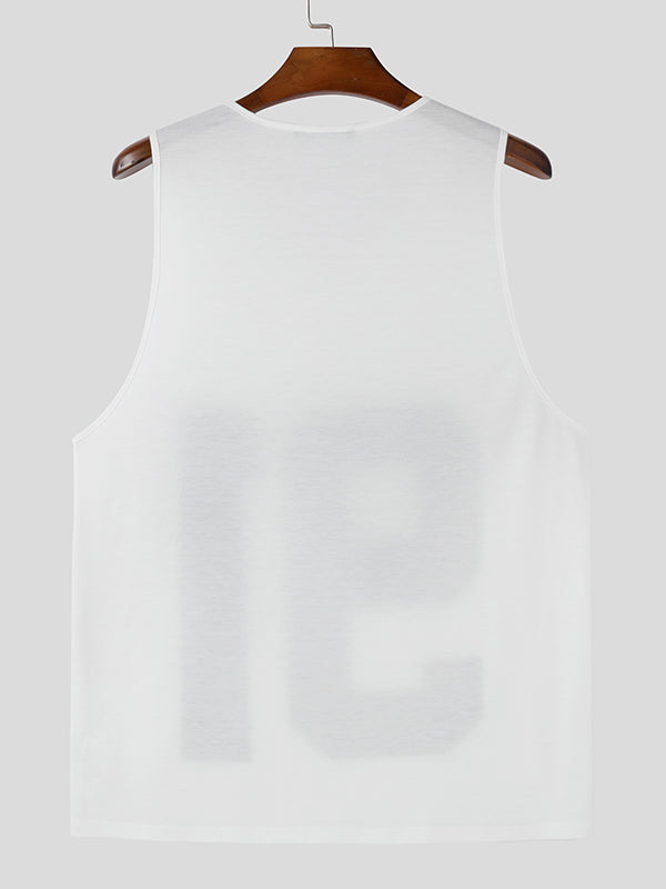 Mens Number Print Sleeveless Tank SKUK76522