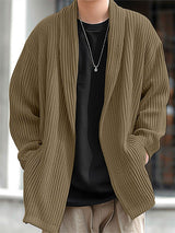 Mens Textured Stripe Long-Sleeve Cardigan SKUK74982