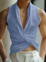 Mens Twist Design Knitted Stretch Tank SKUK73611