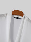 Mens Solid V-Neck Kink Puff Sleeve Shirt  SKUK56361