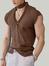 Mens Solid Textured Casual Sleeveless T-Shirt SKUK52067