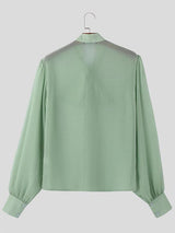 Mens Sparkling Ribbon Detail Sheer Long-Sleeve Shirt SKUK87022