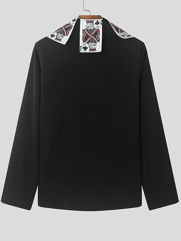 Mens Playing Card Decor Long-Sleeve Shirt SKUK79556