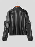 Mens Faux Leather Zip Pocket Biker Jacket SKUK29412