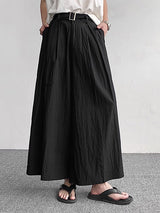 Mens Solid Wide Leg Pants With Belt SKUK21284