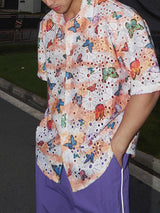 Mens Butterfly Print See Through Casual Shirt SKUK56390