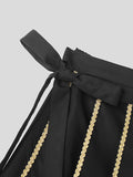Mens Contrast Patchwork Tie Waist Skirt SKUK43015