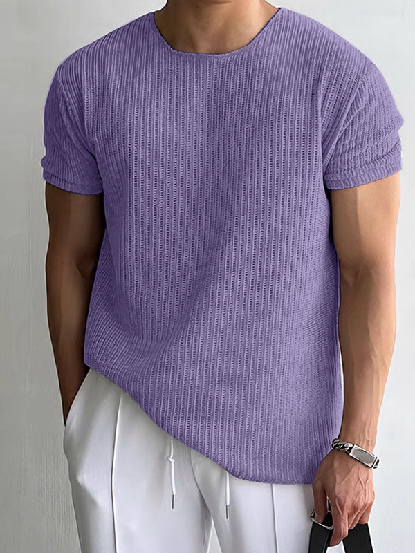 Mens Textured Crew Neck Short Sleeve T-Shirt SKUK80690