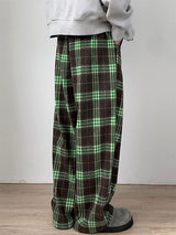 Mens Vintage Plaid Contrast Color Wide Leg Pant SKUK76312