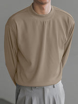 Mens Solid Ribbed Casual Long Sleeve T-Shirt SKUK32488