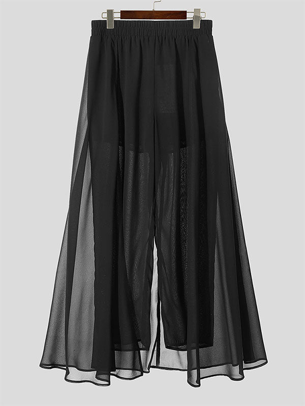 Mens Fake Two-Piece Sheer Chiffon Pant SKUK83785