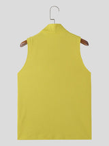 Mens Solid Textured Casual Sleeveless Vest SKUK60800