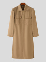 Mens Solid Color Modern Minimalist Trench Coat SKUK77368