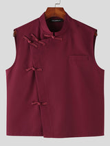 Mens New Chinese Style Buckle Sleeveless Waistcoat SKUK11262